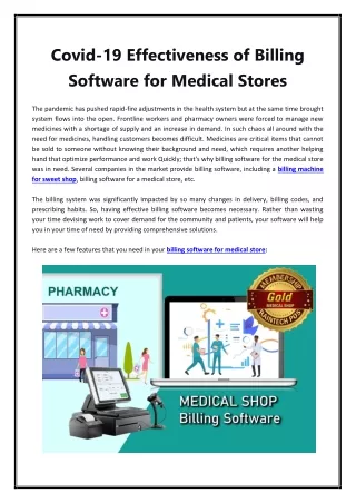 Covid-19 Effectiveness of Billing Software for Medical Stores