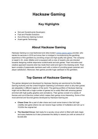 hacksaw gaming