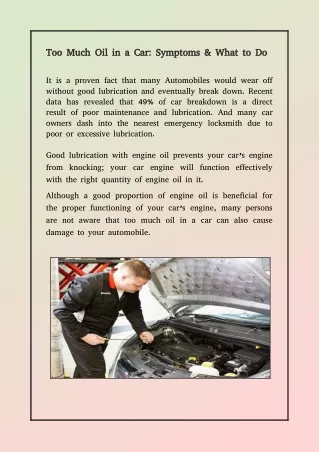 Too Much Oil in a Car: Symptoms & What to Do