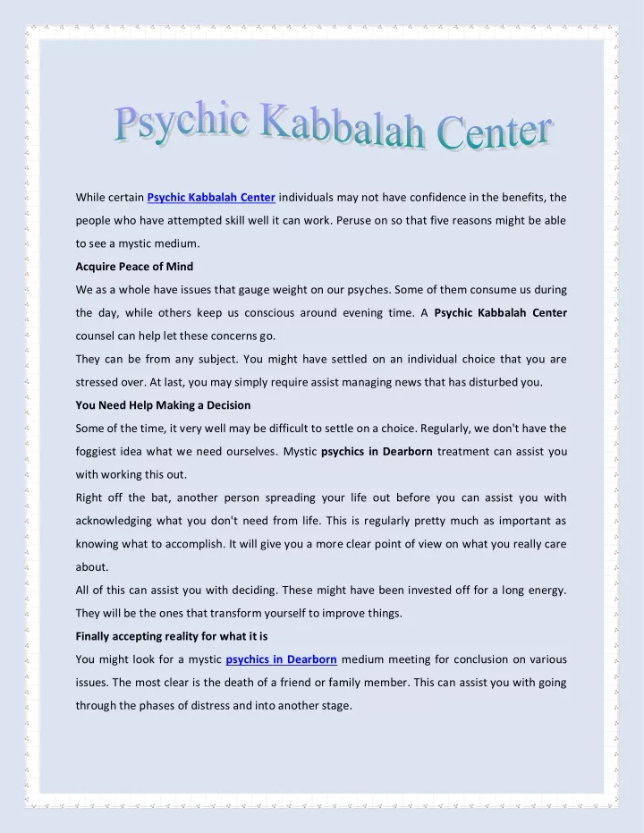 while certain psychic kabbalah center individuals