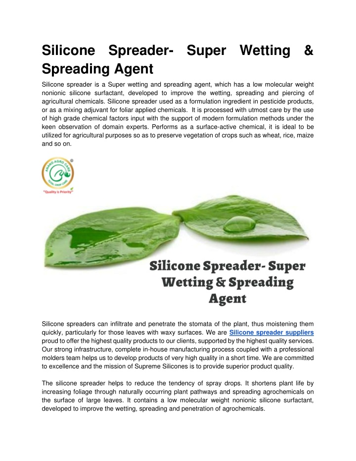 silicone spreader super wetting spreading agent