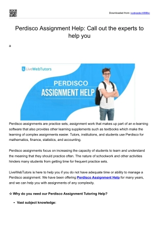 PERDISCO ASSIGNMENT HELP: CALL OUT THE EXPERTS TO HELP YOU
