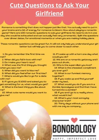 Cute Questions to Ask Your Girlfriend
