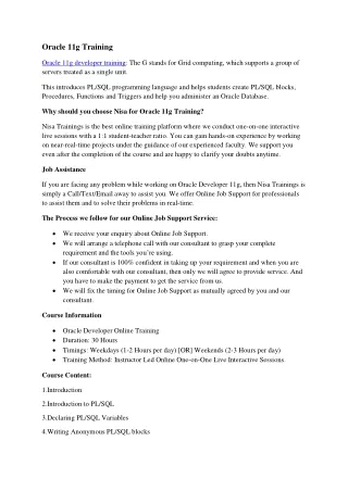 oracle 11g training