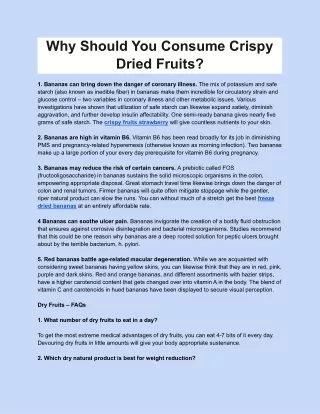 Benifits Of Crispy Dried Fruits