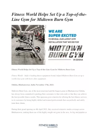 Fitness World Helps Set Up a Top-of-the-Line Gym for Midtown Burn Gym