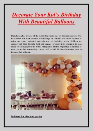 decorate your kid s birthday with beautiful