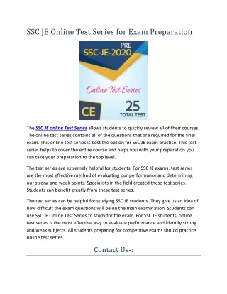 ssc je online test series for exam preparation