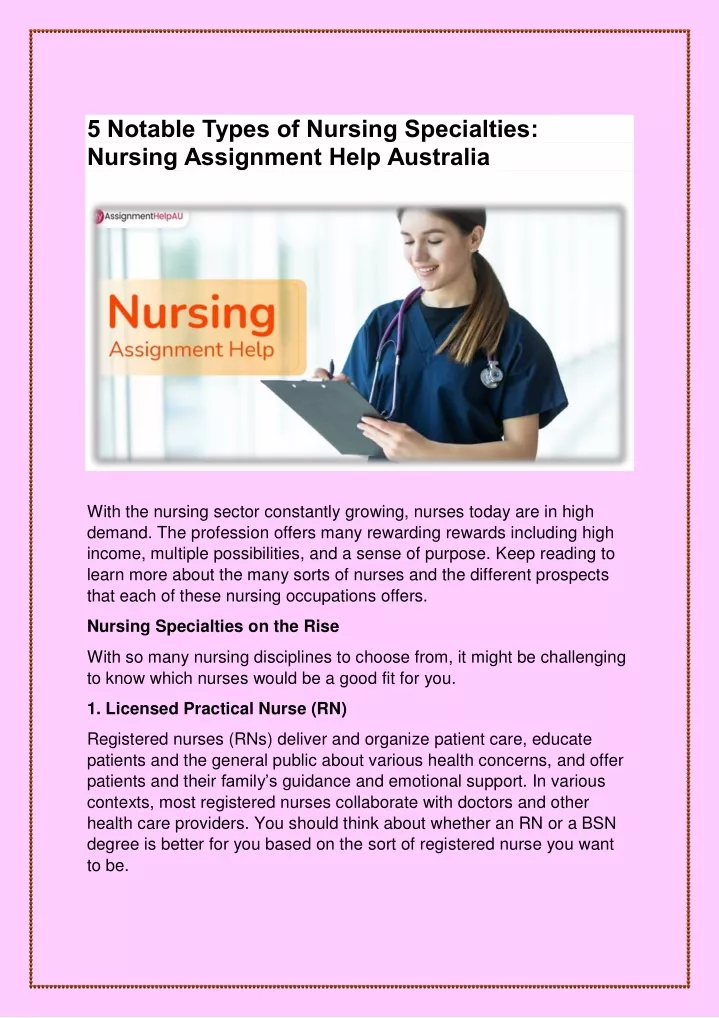 5 notable types of nursing specialties nursing