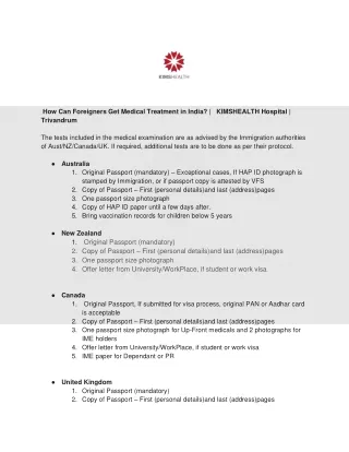 How Can Foreigners Get Medical Treatment in India? |   KIMSHEALTH Hospital | Tr