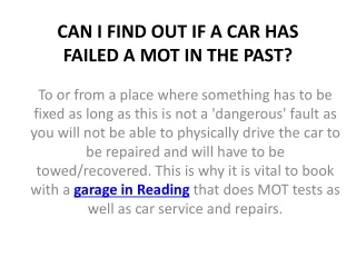 can i find out if a car has failed a mot in the past