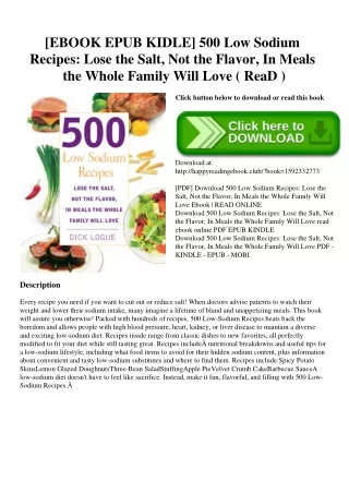 [EBOOK EPUB KIDLE] 500 Low Sodium Recipes Lose the Salt  Not the Flavor  In Meals the Whole Family Will Love ( ReaD )