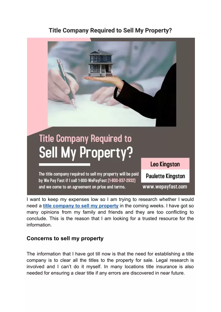 title company required to sell my property