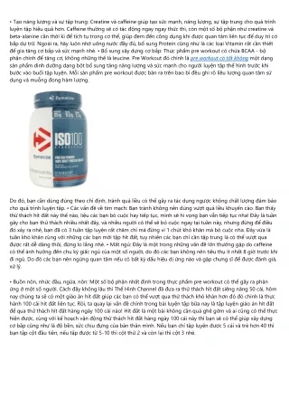 Pre-workout & Creatine - Cách Dùng Pre Workout