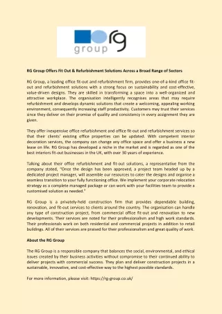 rg group offers fit out refurbishment solutions