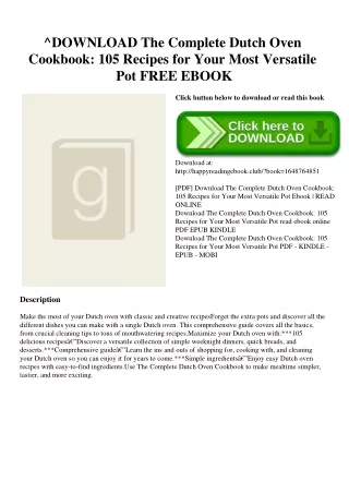 ^DOWNLOAD [PDF] The Complete Dutch Oven Cookbook 105 Recipes for Your Most Versatile Pot FREE EBOOK