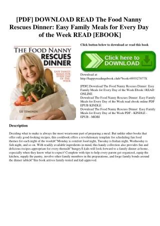 [PDF] DOWNLOAD READ The Food Nanny Rescues Dinner Easy Family Meals for Every Day of the Week READ [EBOOK]