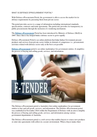 How does Government Access Markets with Defense eProcurement Portal