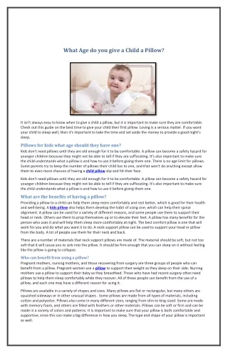 what age do you give a child a pillow
