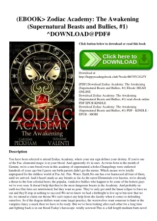 (EBOOK Zodiac Academy The Awakening (Supernatural Beasts and Bullies  #1) ^DOWNLOAD@PDF#