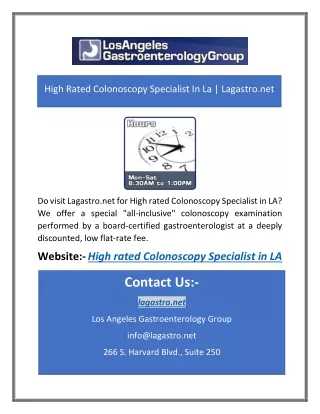 High Rated Colonoscopy Specialist In La | Lagastro.net
