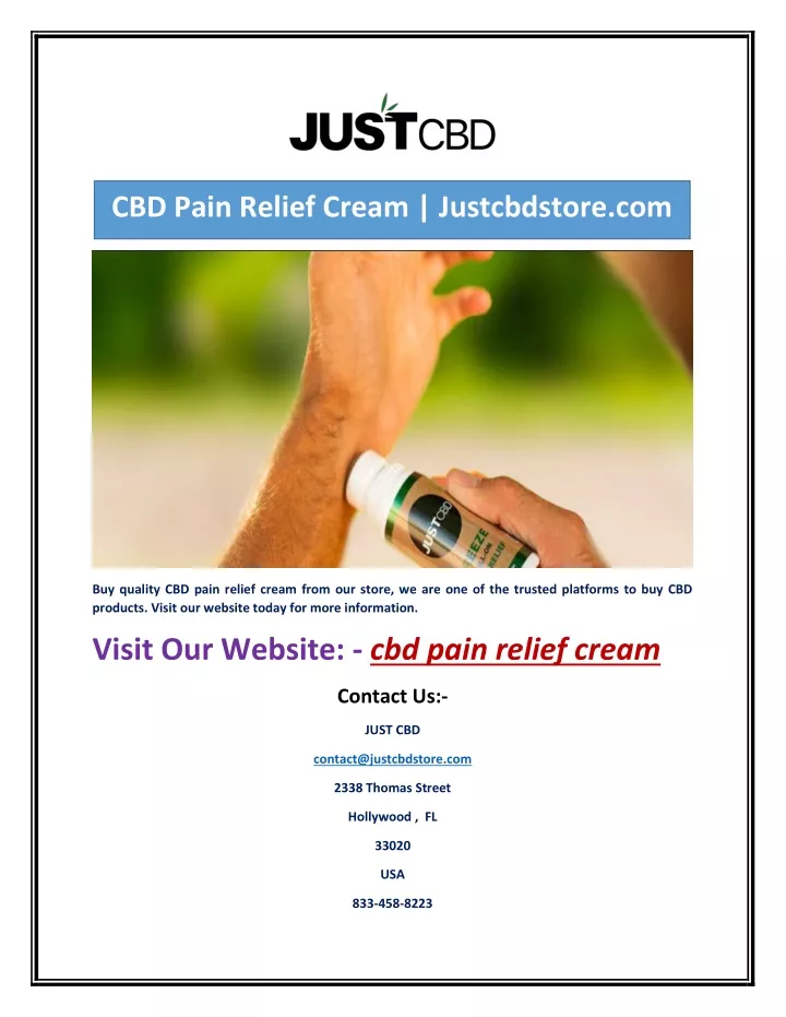 cbd pain relief cream justcbdstore com