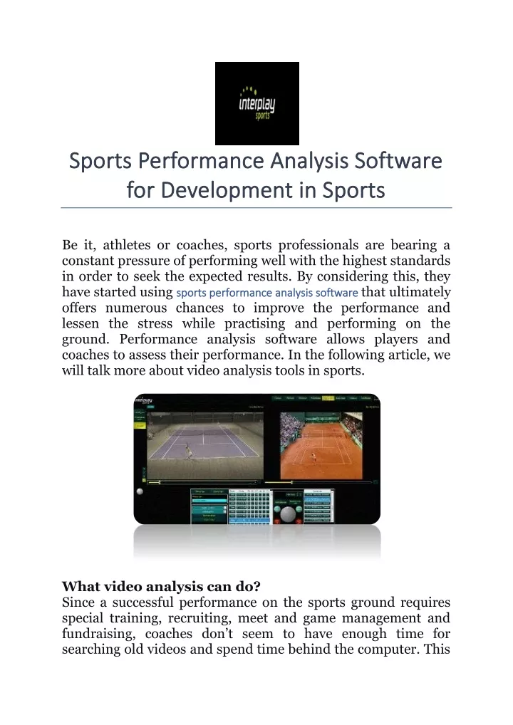 sports performance analysis software sports