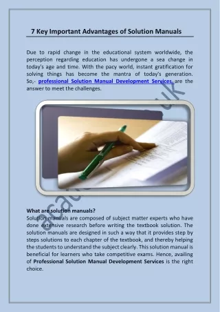 7 key important advantages of solution manuals