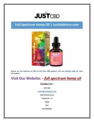 full spectrum hemp oil justcbdstore com