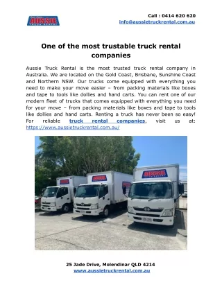 One of the most trustable truck rental companies