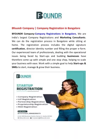 Company Registration in Bangalore  Bfoundr Company