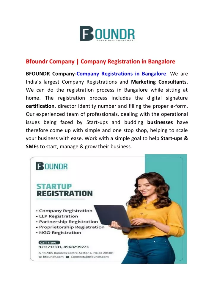 bfoundr company company registration in bangalore