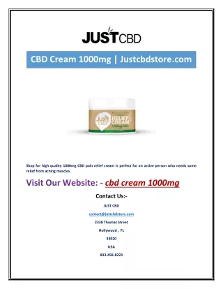 cbd cream 1000mg justcbdstore com
