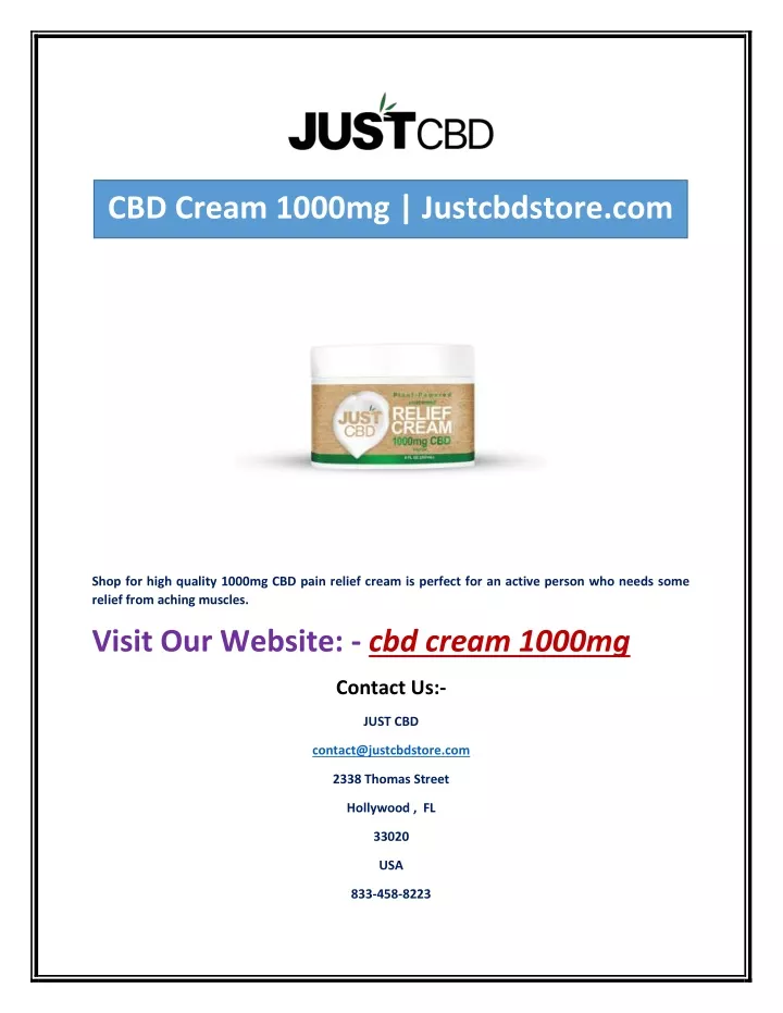 cbd cream 1000mg justcbdstore com