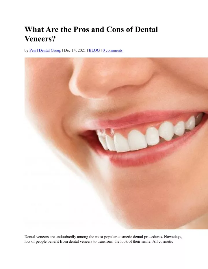 what are the pros and cons of dental veneers