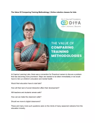 the value of comparing training methodology