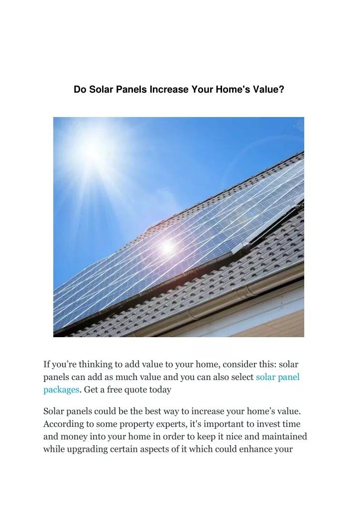 do solar panels increase your home s value