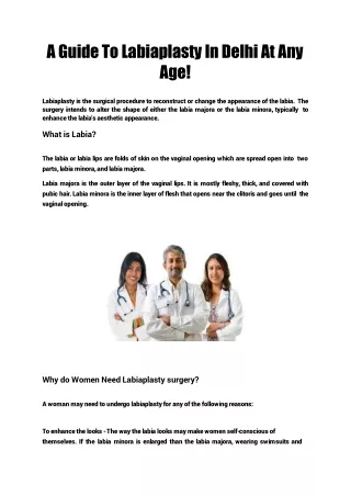 a guide to labiaplasty in delhi at any age