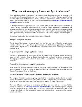 why contact a company formation agent in ireland