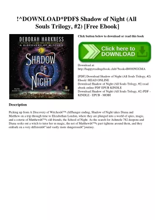 !^DOWNLOADPDF$ Shadow of Night (All Souls Trilogy  #2) [Free Ebook]
