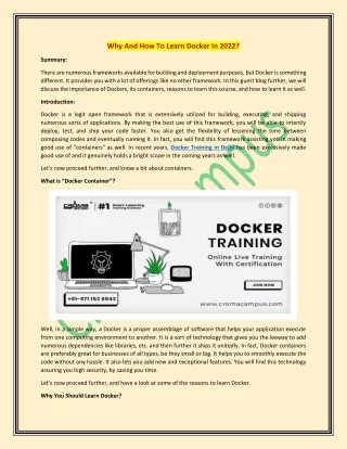 why and how to learn docker in 2022