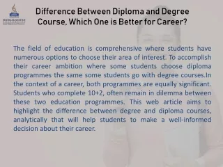 Difference Between Diploma and Degree Course