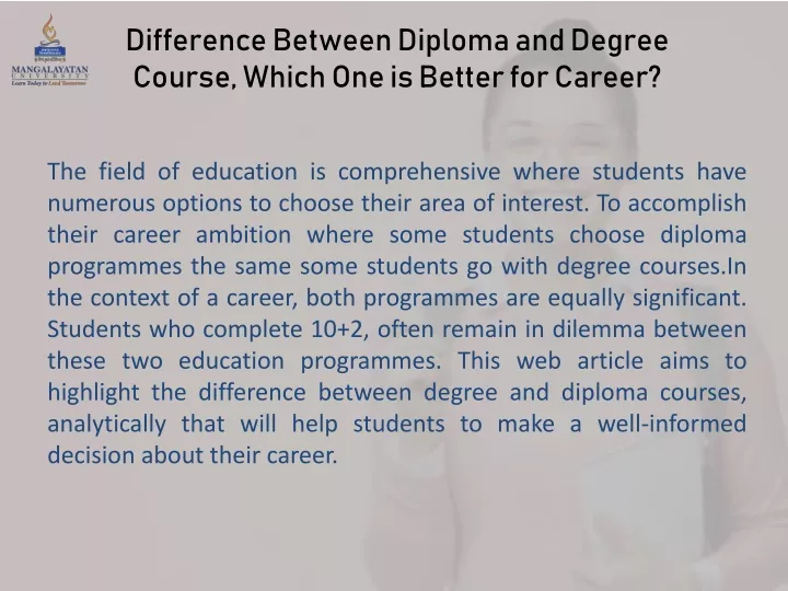 difference between diploma and degree course which one is better for career