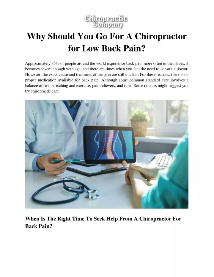 why should you go for a chiropractor for low back