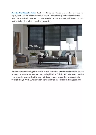 Best Quality Blinds In Dubai
