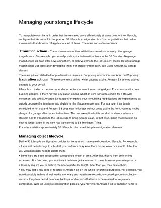 managing your storage lifecycle to manipulate
