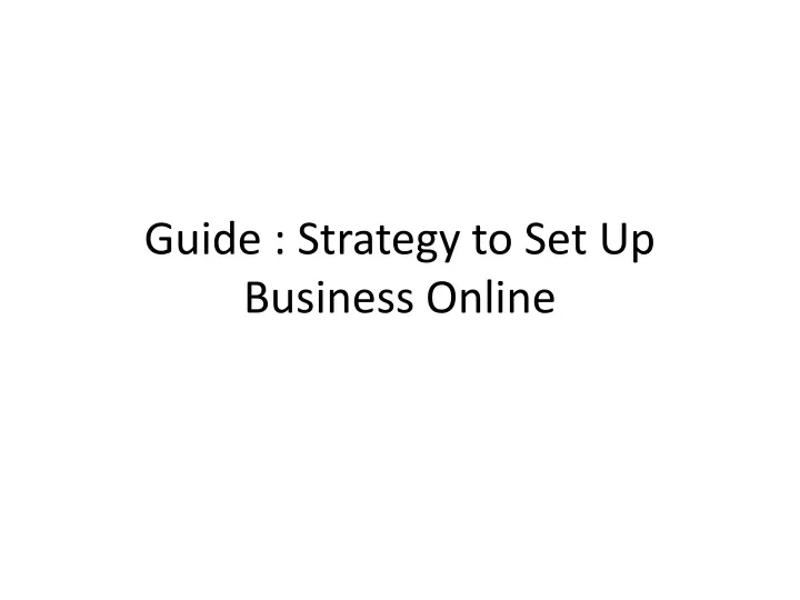 guide strategy to set up business online