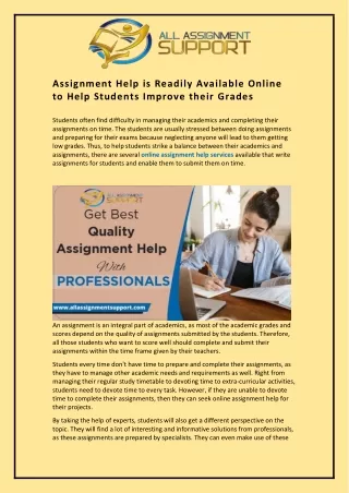 assignment help is readily available online