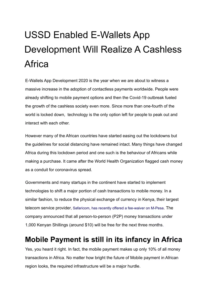 ussd enabled e wallets app development will