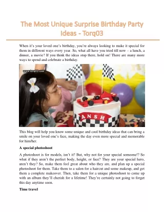 The Most Unique Surprise Birthday Party Ideas  - Torq03